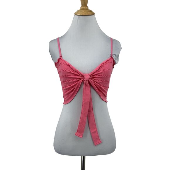 Anthropologie Bandeau Top Womens XXS/XS Raspberry Pullover Styling Smocked Tie - Picture 1 of 16